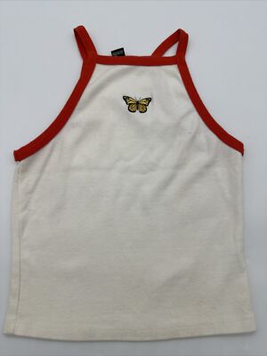 Forever 21 Halter Top Women Small Embroidered Butterfly…#8489