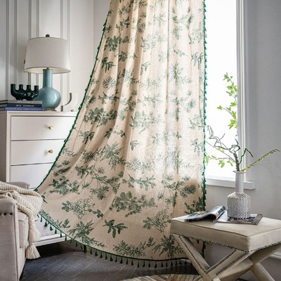 Cotton Linen Kitchen Curtain Window Blinds  Cones Pattern Bay Wndow TubeCurtains