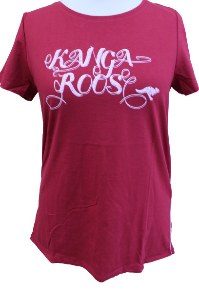 KangaRoos Damen T-Shirt Rot kurzarm Shirt Longshirt große Größen Basic Stretch
