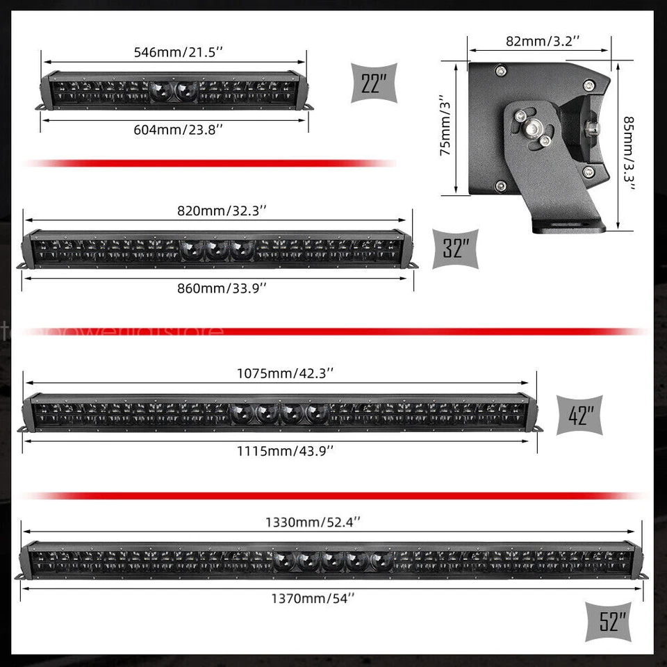 Laser 12" 22" 32" 42" 52'' Dual row led light bar Driving Offroad Lamp SUV ATV - Image 2 of 4