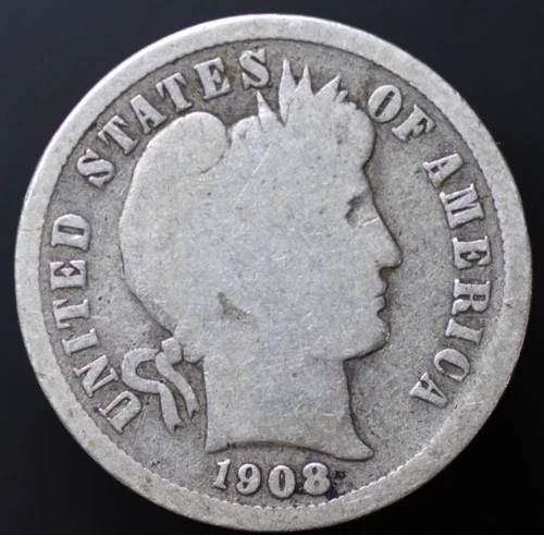 1908-P Barber Dime VG 90% Silver (#6307)