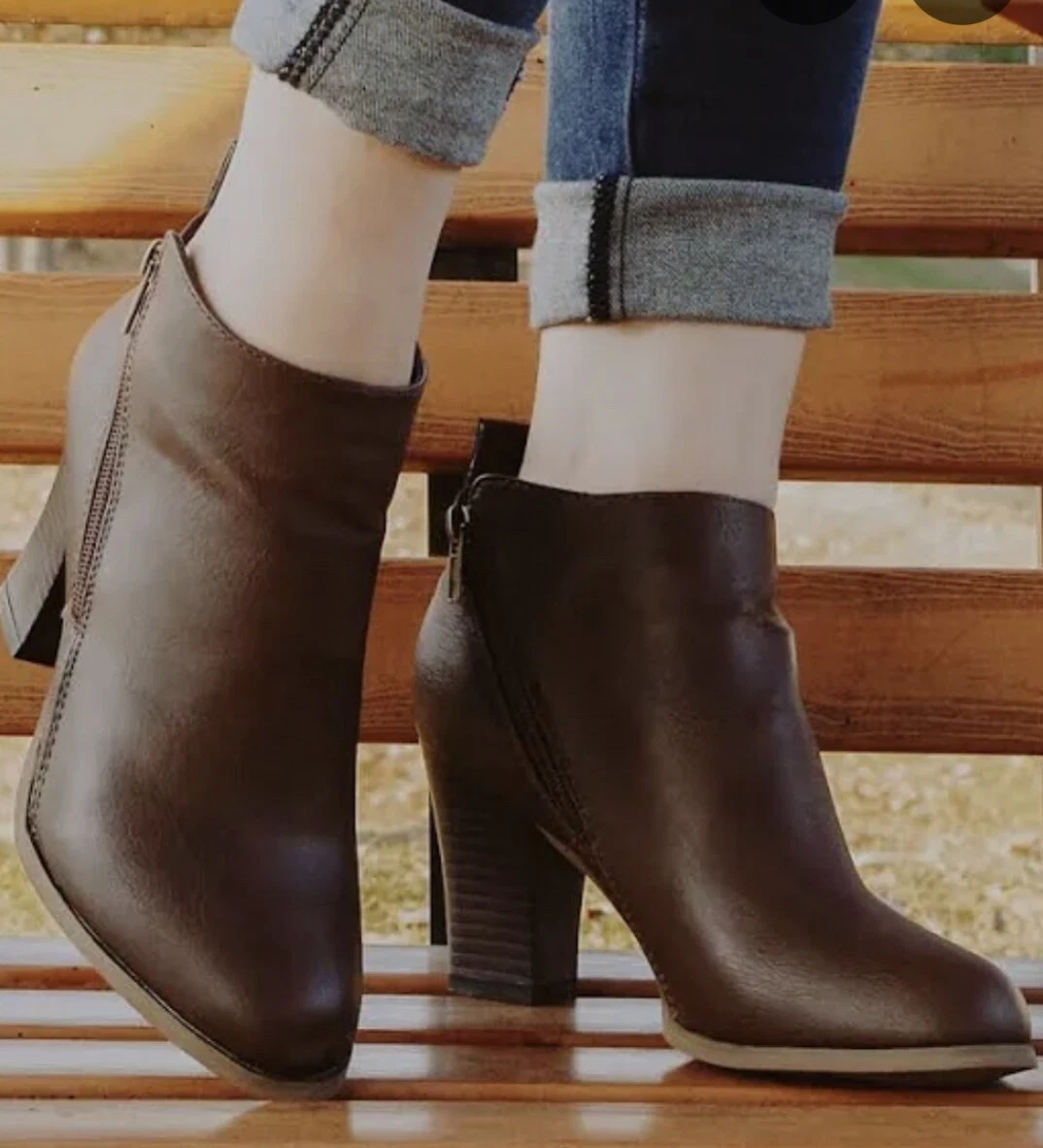 Rosy Women s Casual Boot Brown Stacked Heel Ankle Boots Size 40 EU