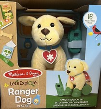 Melissa  Doug- Lets Explore Ranger Dog Plush with Search  Rescue Gear- 16 pcs