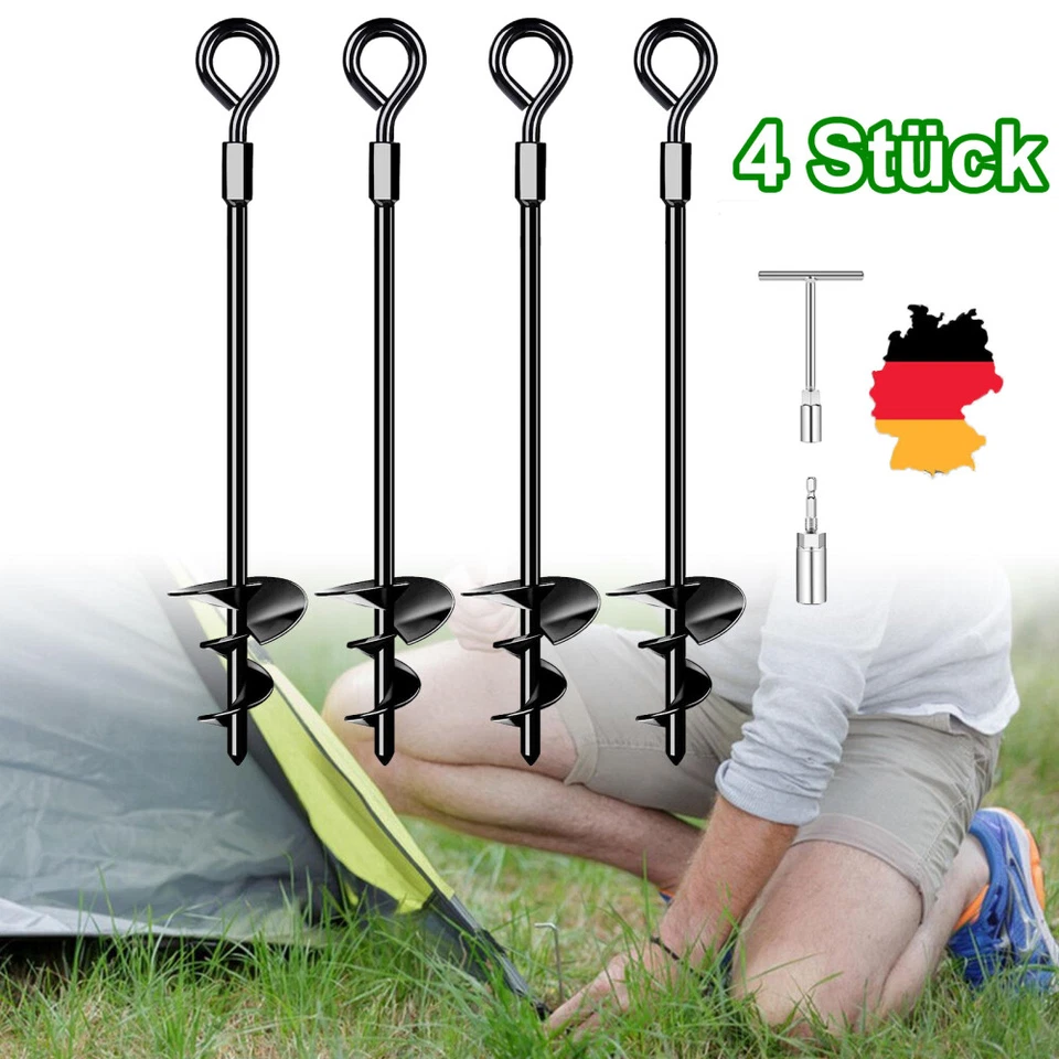 MARKENLOS Ancoraggio a terra ancoraggio a terra ancoraggio a dondolo set di 4 ancoraggi di fissaggio lunghi chiodi di terra ancoraggio