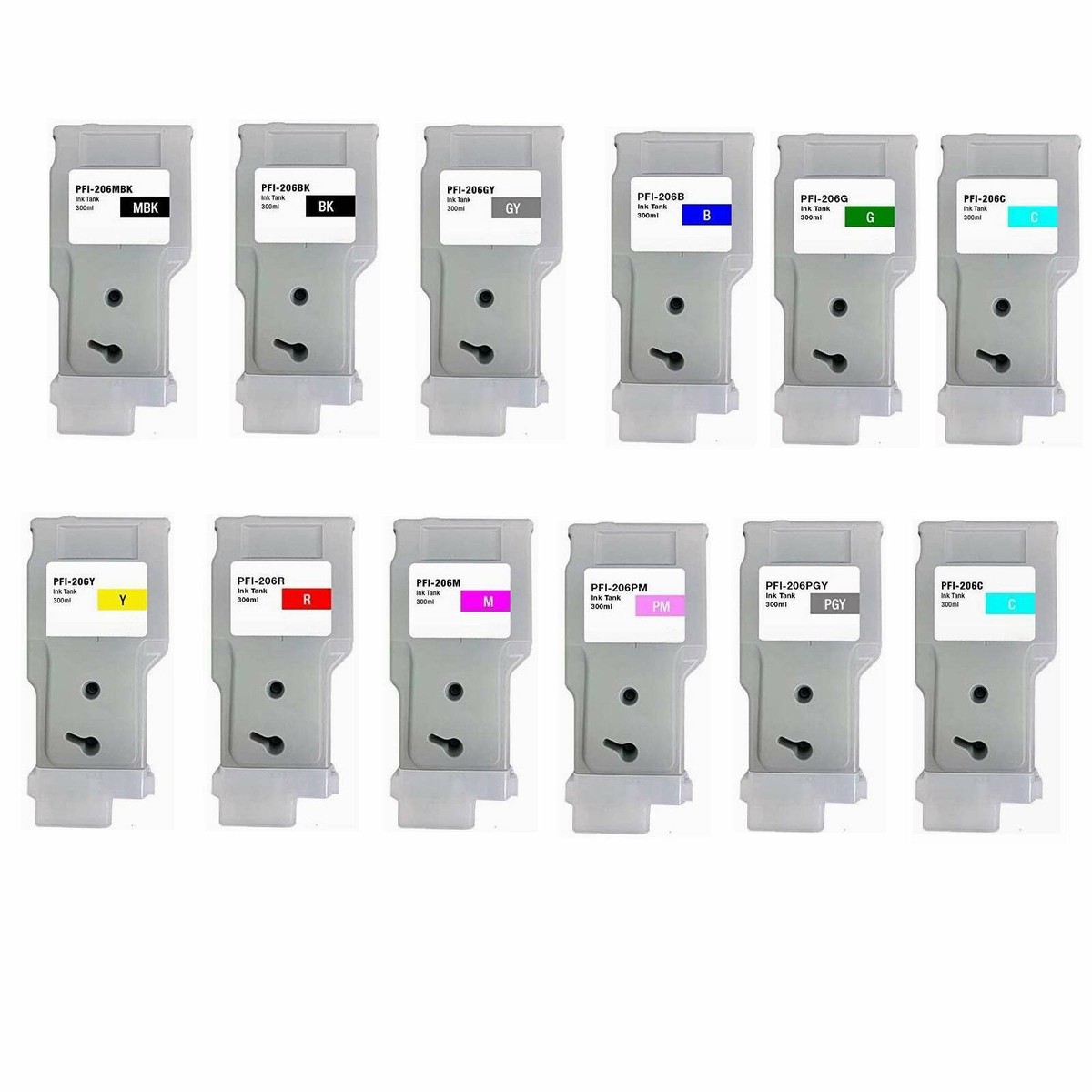 Cartouches D'Encre PFI-206 Pour Canon IPF 6400/6450 - Lot De 8 (Choix Parmi 12 Couleurs) - Neuf