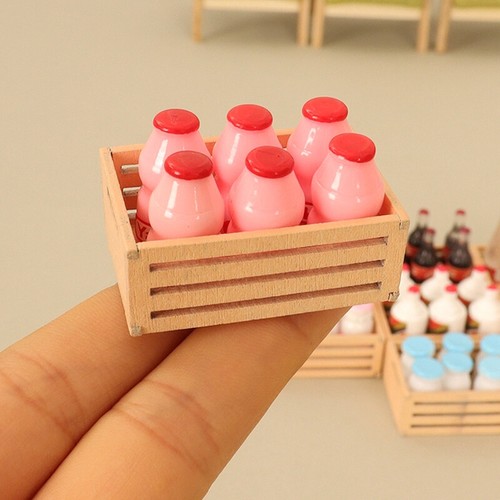 1Set 1:12 Dollhouse Miniature Milk Bottle W/Frame Drink Holder Kitchen Decor Toy | eBay