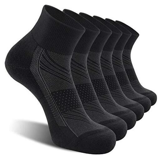 CelerSport 6 Pack Men's Ankle Socks with Cushion, Sport Shoe Size: 9-12 Black