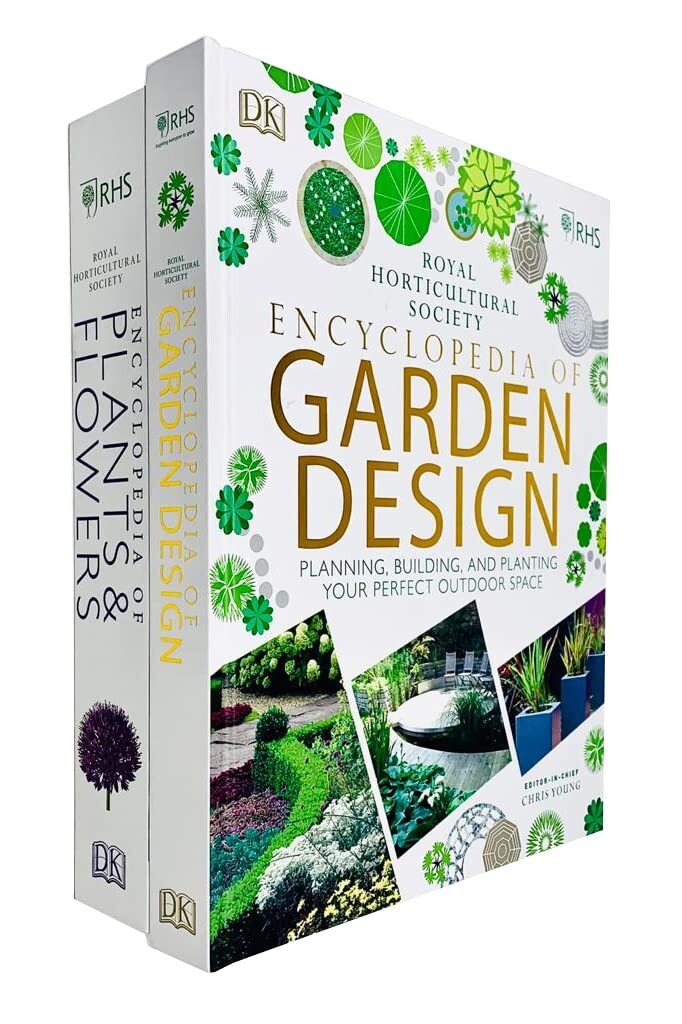 RHS Encyclopedia Of Plants and Flowers Christopher, Garden Design 2 Books Set