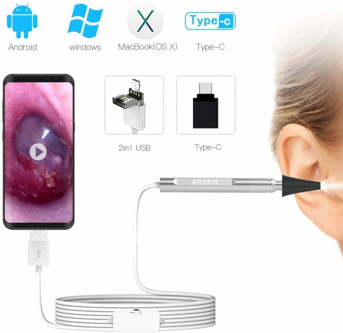 otoscope usb digital ear camera earscope