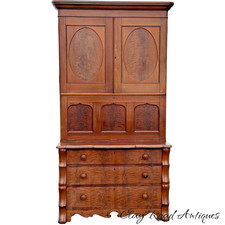 Antique victorian cabinet cupboard flame mahogany rococo secret compartment 1860