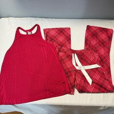 Soma Pajama Set Racerback Tank Top Pants Red Plaid Sleepwear Loungewear XS