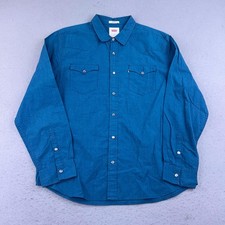 Levis Shirt Mens Large Blue Long Sleeves Snap Button Up Western