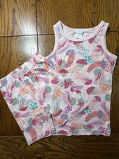 Hanna Andersson Pink Jellyfish Tank Johns Girls Shirt Johns Pajama Set 130 8