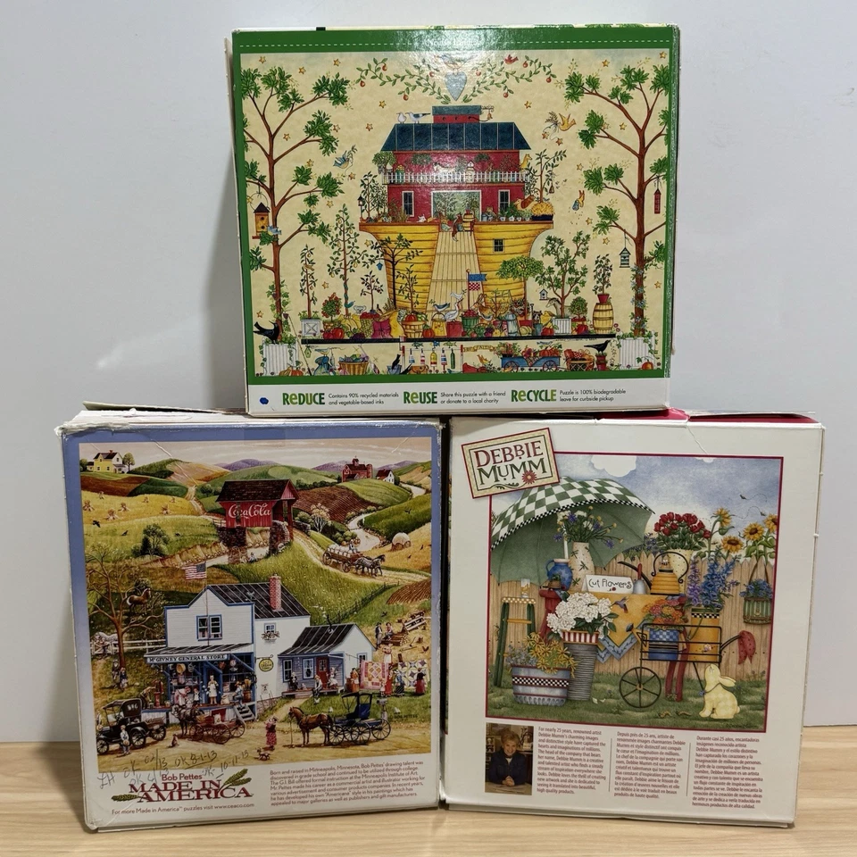 Lot Of 3 CEACO Puzzles The Folk Art Of Ellen Stouffer, Bob Pettes & Debbie Mumm - Image 3 of 4