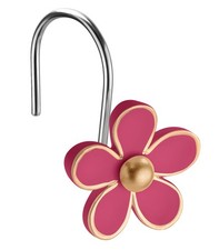 Floral Shower Curtain Hooks for Elegant Bathroom Decor Gold Rose Red