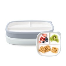 Clean Start Toddler Breakfast Plate 2 Pack BPA-Free Ceramic Plates with Div...