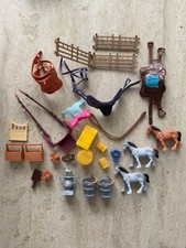 Large Mixed Lot Toy Horse Accessories Grooming Saddles Water Buckets 3 Horses