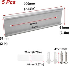5 PCS Name Plate Holders Wall Mount Office Door Aluminum Alloy Black 2x8