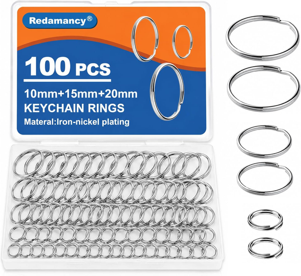 Redamancy 100 StüCk SchlüSselringe (10Mm/15Mm/20Mm), SchlüSselring Metall Rund S-image