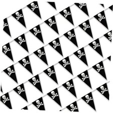 164 Ft 80 Pcs Halloween Pirate Banner Bunting Party Black and White Pirate