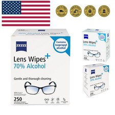 Pre-Moistened Lens Cleaning Wipes with 70 Alcohol, 250 Count