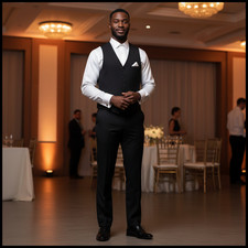 Men's Formal Vest Black 38L 32W NWOT Tuxedo Wedding Suit