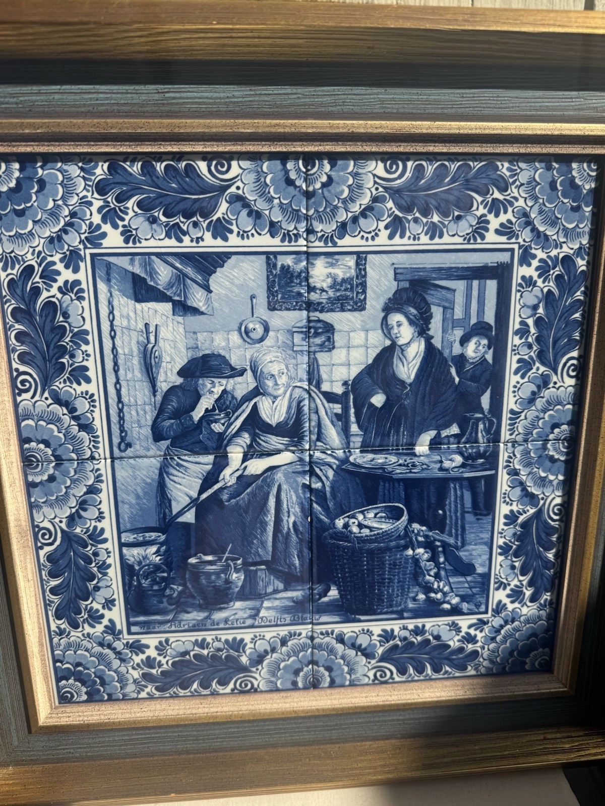 Rare Delft Blauw “Women Making Pancakes“ naar Adriaen De Lelie “De Keuken” READ