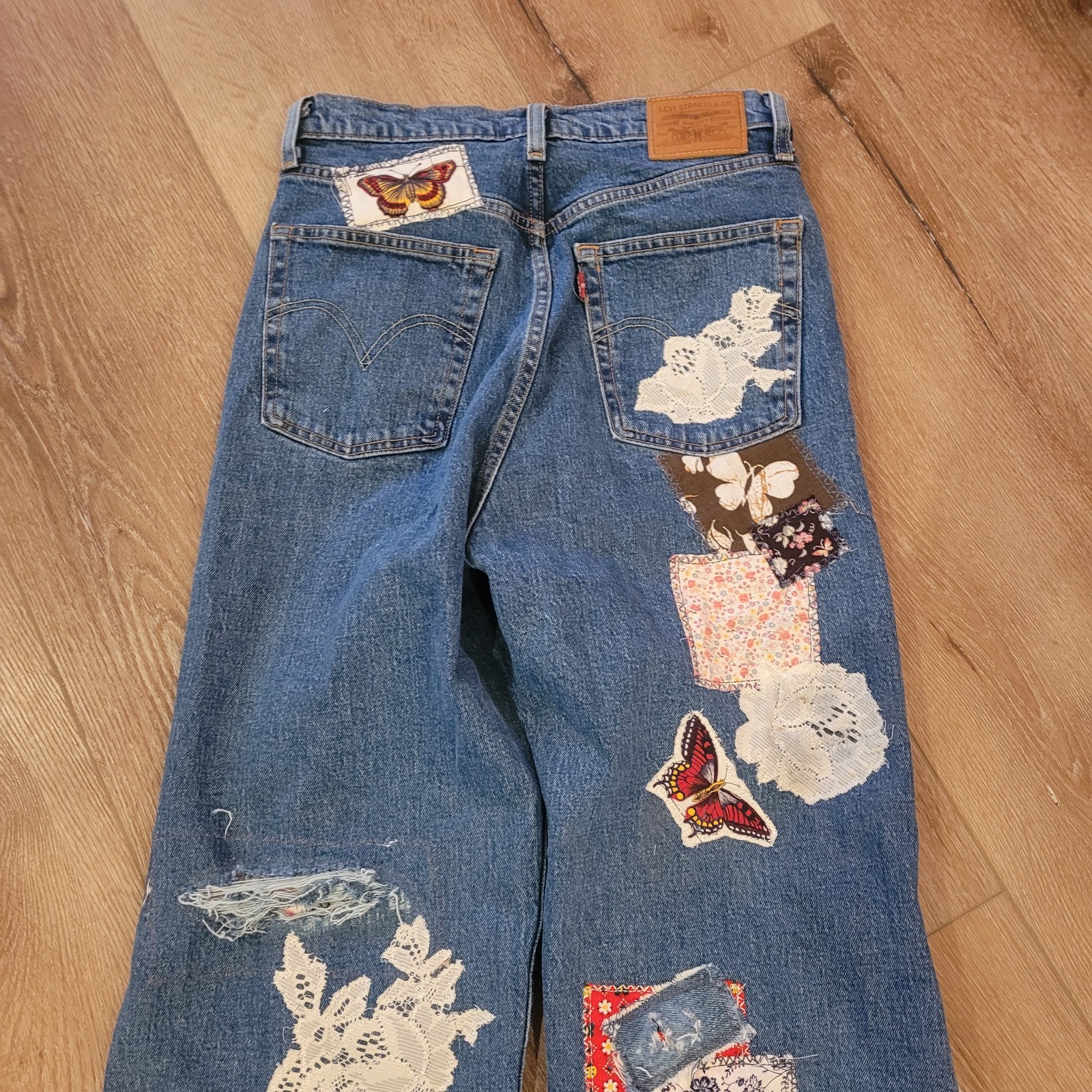 Levi's Ribcage Upcycled Patchwork Custom Bell Jea… - image 12