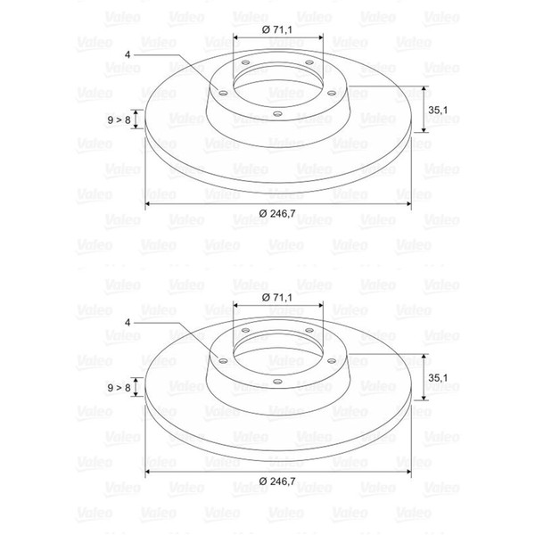 2X Valeo Bremsscheiben 247Mm Voll Hinten Passend FÜR CitroËN Berlingo C2 C3 C4-image