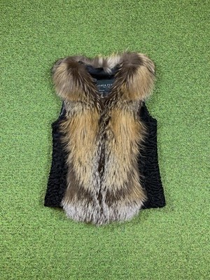 Saga Furs Fox Vest Mustela Vison Vera Pelliccia Size S Real Fur Luxury Style Y2K
