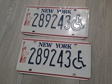 New York WHEELCHAIR Statue Of Liberty License Plates Set Pair 289243 Handicap