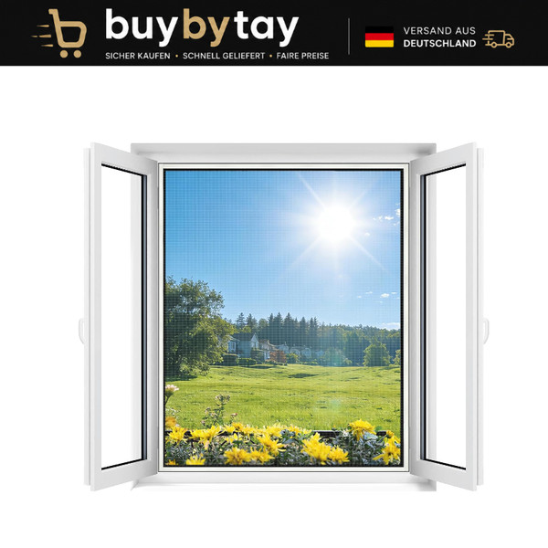 Fliegengitter Fenster Insektenschutz Ohne Bohren Zuschneidbar 130 X 150 Cm 4-image