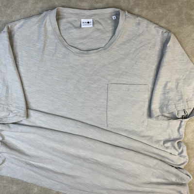 NN07 No Nationality T-Shirt Textured Pocket Tee Short Sleeve Beige Men Sz XL