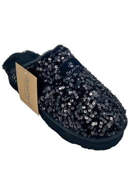 BEARPAW Women's Portia Sequined Mule Black