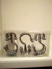 Zenith Home Corp Double Glide Ball Shower Curtain Hooks Silver Chrome Set of 12