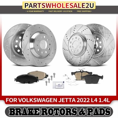 Front & Rear Side Drilled Brake Rotors & Ceramic Pads for Volkswagen Jetta 2022