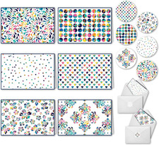Greeting Cards Set - 48 Blank Cards with Envelopes and Stickers, 6 Designs for A