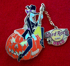 HRC Hard Rock Cafe Oslo Halloween 2007 Dangling Logo Pumpkin Guitar Girl LE200