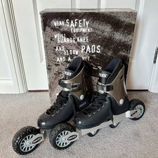 Roces Big Cat fuoristrada pattini a rotelle in linea nero bronzo stivali rigidi M UK 8