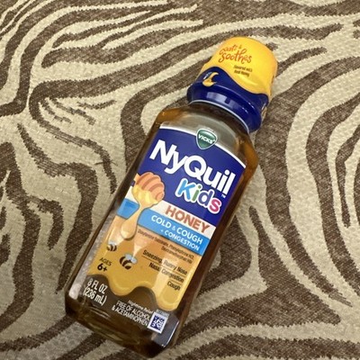 Vicks NyQuil Kids Nighttime Honey Cold Cough Liquid Medicine 8FlOz Exp 08/2026