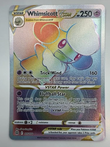Whimsicott VSTAR 175/172 Pokemon Brilliant Stars Rainbow Secret Rare Holo NM