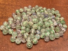 200 PCS MULTI COLORS STRIPE ROUND GLASS GLASS BEADING BEADS 10MM