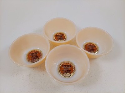 4 Anchor Hocking Fire King Oven Ware Copper Tint Lustre Custard Dish Bowls NEW