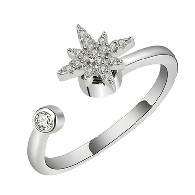 Unified Jewellery drehbarer Stern Spinner Ring für Damen, verstellbar offen 1507