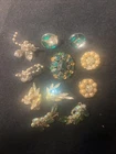 Vintage Costume Jewelry Pins And Earrings. Unique And Conversational