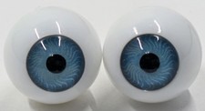 Pair Vintage Acrylic Realistic Unmarked Doll Eyes Blue 12mm C100-59