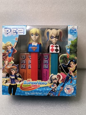 Pez DC Supergirl & Harley Quinn Superhero Girls Pez Dispenser Collectable Set