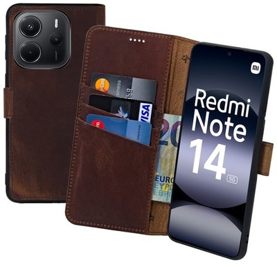 Hülle für Xiaomi Redmi Note 14 5G Tasche Book Style Leder Case Cover in Coffee