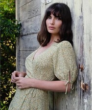 Christy Dawn Augusta Wrap Midi Dress Green Rose Small 