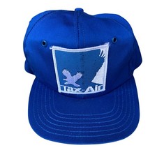 Vintage Tax-Air Trucker Hat Blue Snapback Made in USA Corporate Logo Cap
